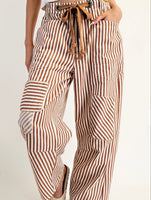 Stripe Drawstring Barrel Pant - 2 COLORS