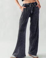 Mineral Wash Waffle Pant - BLACK