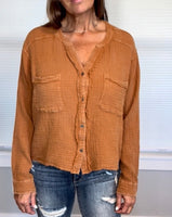 Gauze Button Down Top - BUTTERSCOTCH