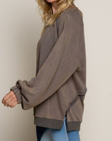 Vintage Wash Sweatshirt w/ Criss Cross Back