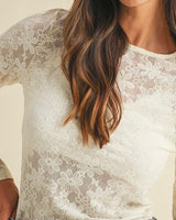 Long Sleeve Textured Mesh Top - 2 Colors