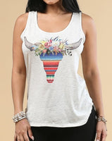 Serape Cow Tank - Oatmeal