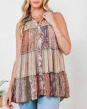 Sleeveless Patchwork Tunic - Latte