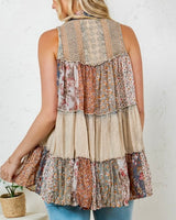Sleeveless Patchwork Tunic - Latte