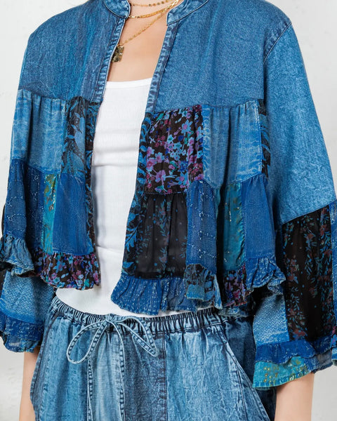 Patchwork Cardigan - Denim