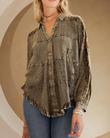 Button Down Embroidered Top