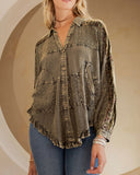 Button Down Embroidered Top