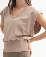 V-Neck French Terry Sleeveless Top - 3 Colors