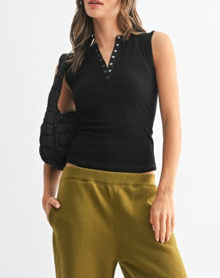 Mini Ribbed Snap Henley - 2 Colors