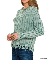 Distressed Cable Sweater