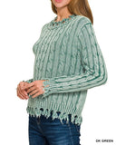 Distressed Cable Sweater