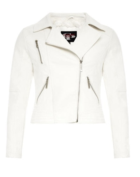 White Vegan Leather Moto Jacket