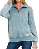 Washed Fleece Quarter Zip Pullover - 2 // Colors