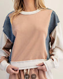 Color Block French Terry Pullover - Cinnamon