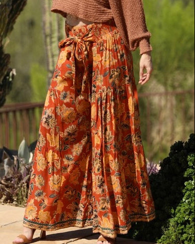 Floral Tiered Wide Leg Pants