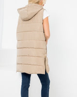 Long Puffer Vest - BEIGE