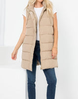 Long Puffer Vest - BEIGE