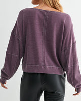Boatneck Waffle Pullover- 5 Colors