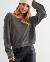 Boatneck Waffle Pullover- 5 Colors