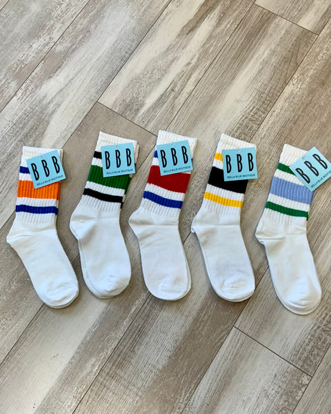 Stripe Crew Socks - MULTIPLE COLORS