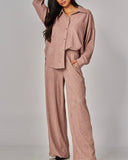 Pleated Fabric Pant Set
