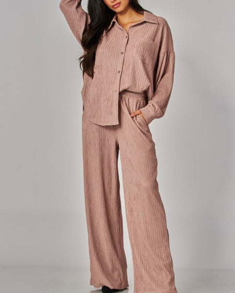 Pleated Fabric Pant Set