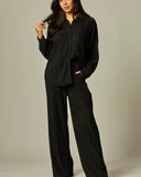 Pleated Fabric Pant Set