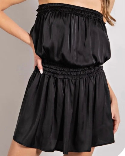 Strapless Satin Romper - 2 Colors