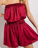 Strapless Satin Romper - 2 Colors