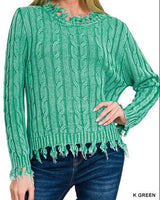 Distressed Cable Sweater