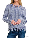 Distressed Cable Sweater
