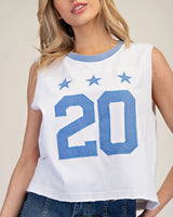 Sleeveless Varsity Top - Off White