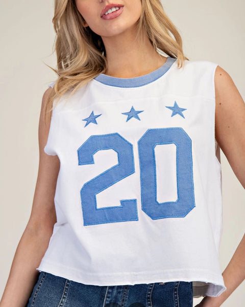 Sleeveless Varsity Top - Off White