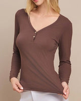 Ribbed Long Sleeve Henley - 3 / Colors