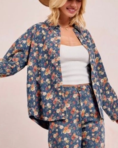 Floral Denim Shirt