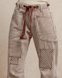 Braided Belt Stripe Patch Pant - 4 Colors