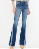 Inset Detail High Rise Flare - Medium Wash