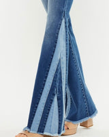 Inset Detail High Rise Flare - Medium Wash