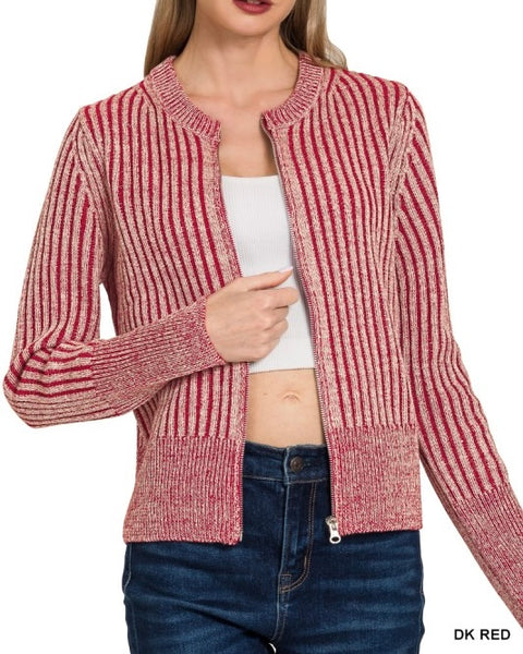 Ribbed Zip Up Cardigan - 3 Colors