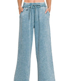 Washed Fleece Long SweatPant - Blue Grey