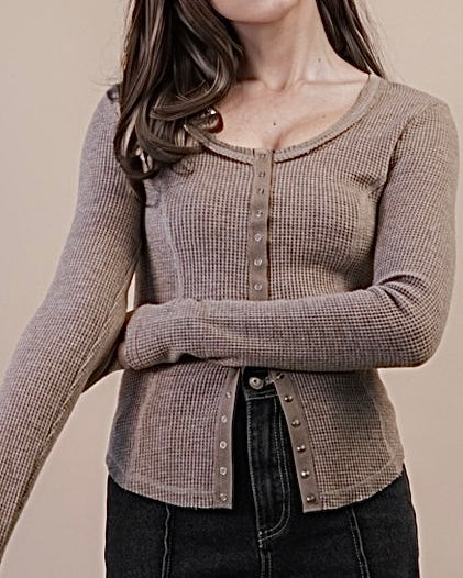 Soft Waffle Snap Cardigan