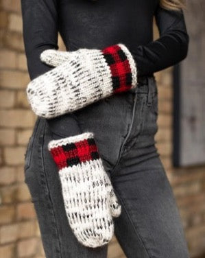 Gray / Red Buffalo Plaid Mittens