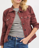 Stretchy Vintage Wash Denim Jacket - Brown