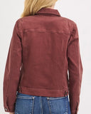 Stretchy Vintage Wash Denim Jacket - Brown