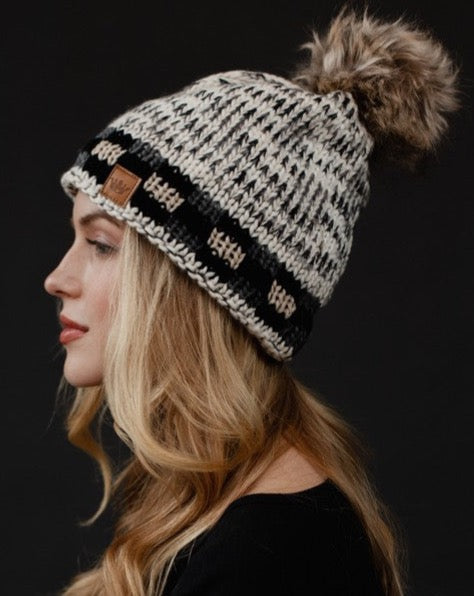 Grey Plaid Beanie