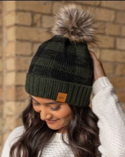 Green Plaid Beanie