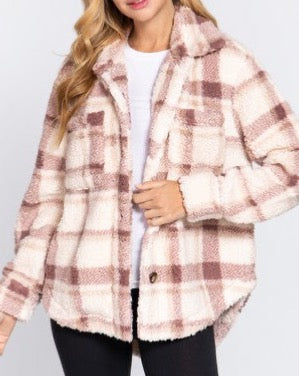 Mocha Plaid Sherpa Jacket