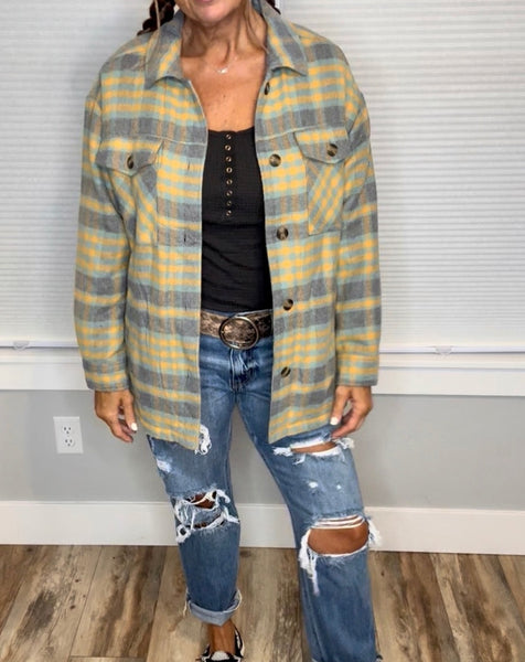 Charcoal Flannel & Sherpa Jacket