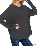 COTTON Long Sleeve Raglan Top
