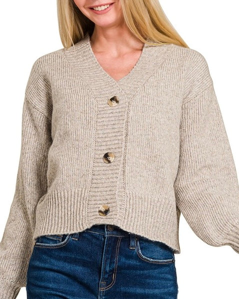 Heathered Button Cardigan